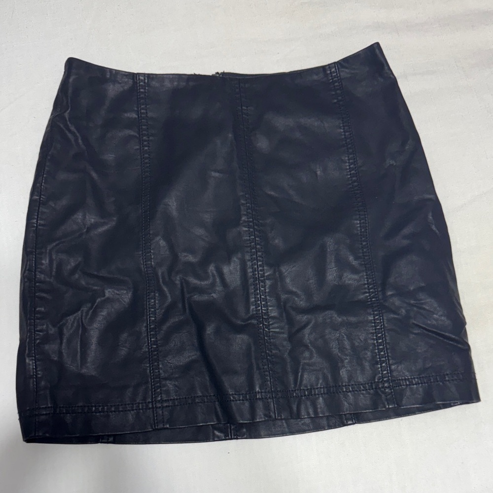 Free People Black Faux Leather Pencil Skirt